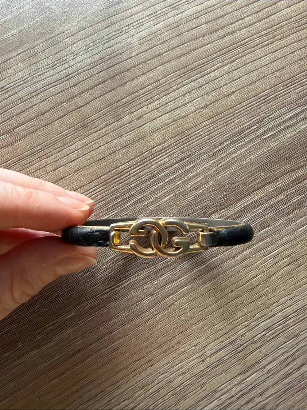 GUCCI Vintage Snakeskin GG 24K Gold Plated Bracelet